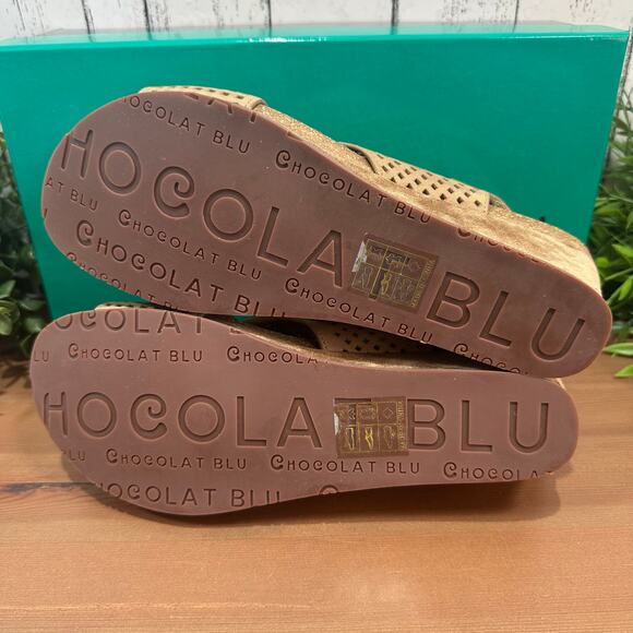 Chocolat Blu Women's Theo Leather Wedge Sandals Size 9 - Picture 7 of 7